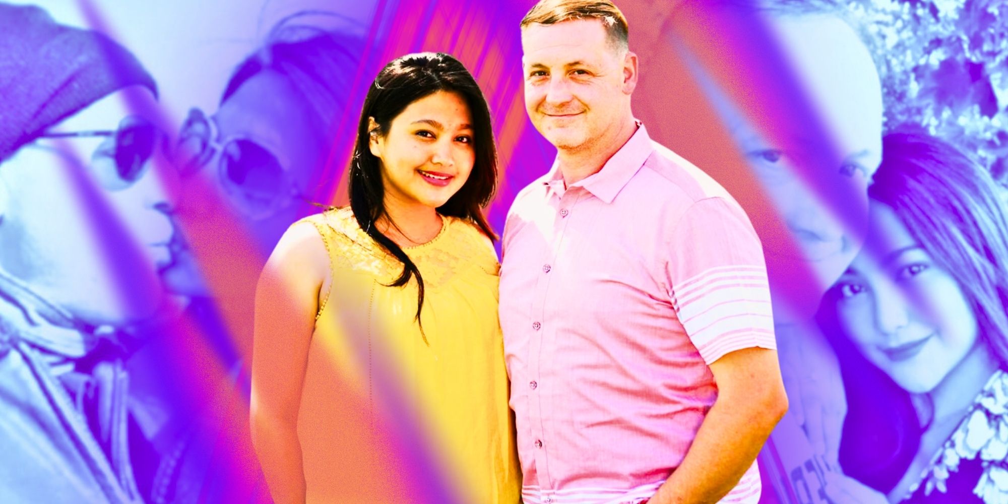 90 Day Fiancé Eric Rosenbrook in pink shirt and Leida Margaretha in yellow dress from season 6 promo
