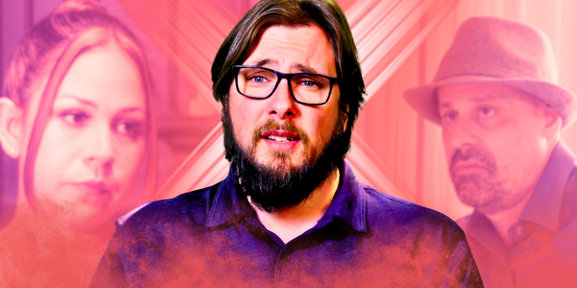 90 day fiance colt johnsson serious in blue shirt pink background