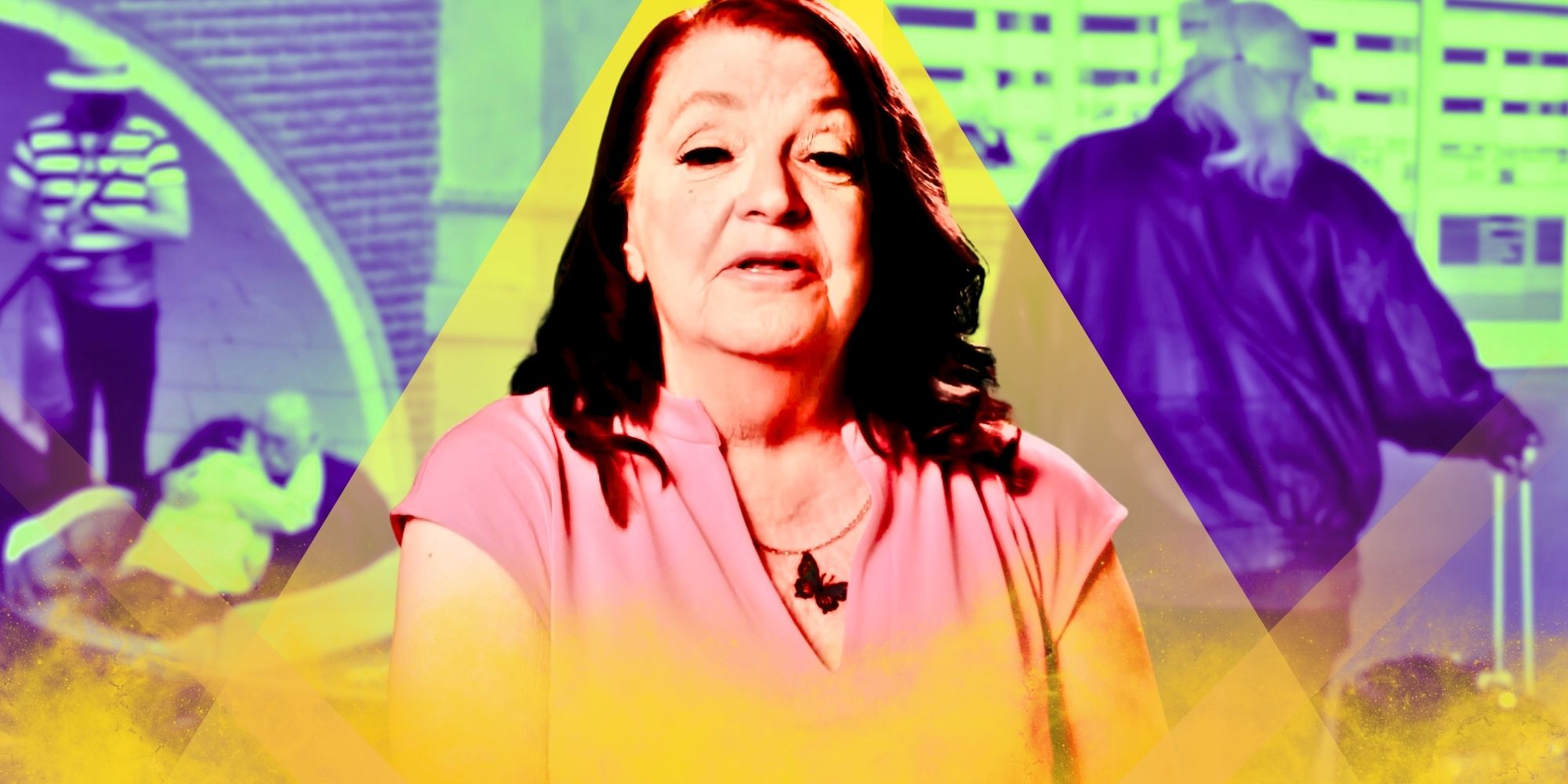 Montage Of 90 Day Fiancé Debbie Johnson with Tony walking away in background
