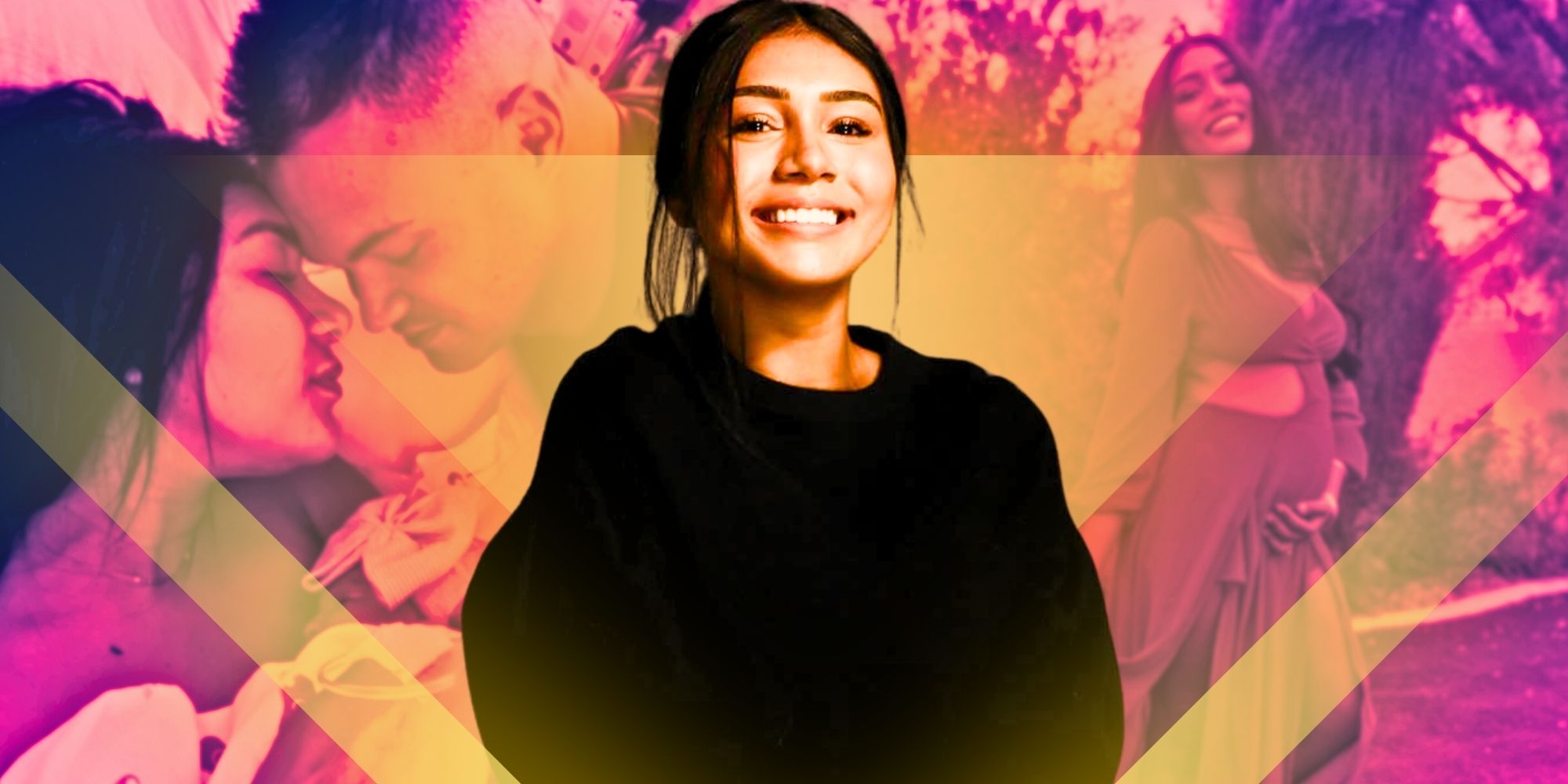Montage Of 90 Day Fiancé Thaís Ramone with her and Patrick with baby in background