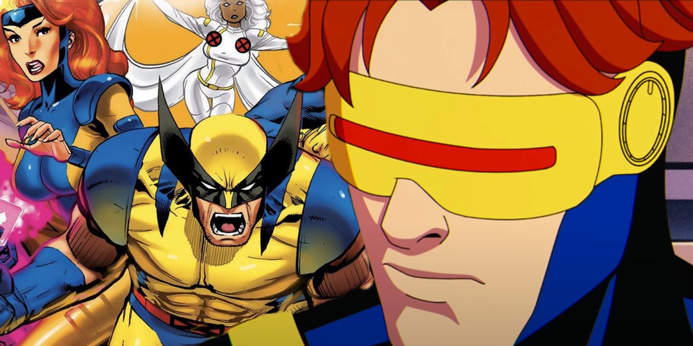 A split image of Cyclops from the X-Men 97 trailer and the X-Men The Animated Series poster