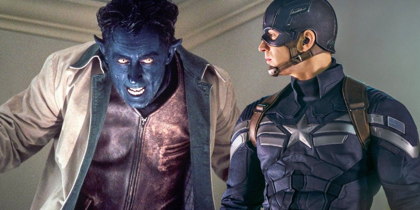 A split image of Nightcrawler from X2 and Steve Rogers from Captain America The Winter Soldier