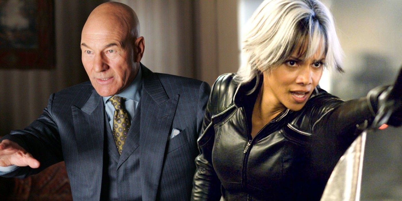 A split image of Professor X and Storm from Fox's X-Men movies