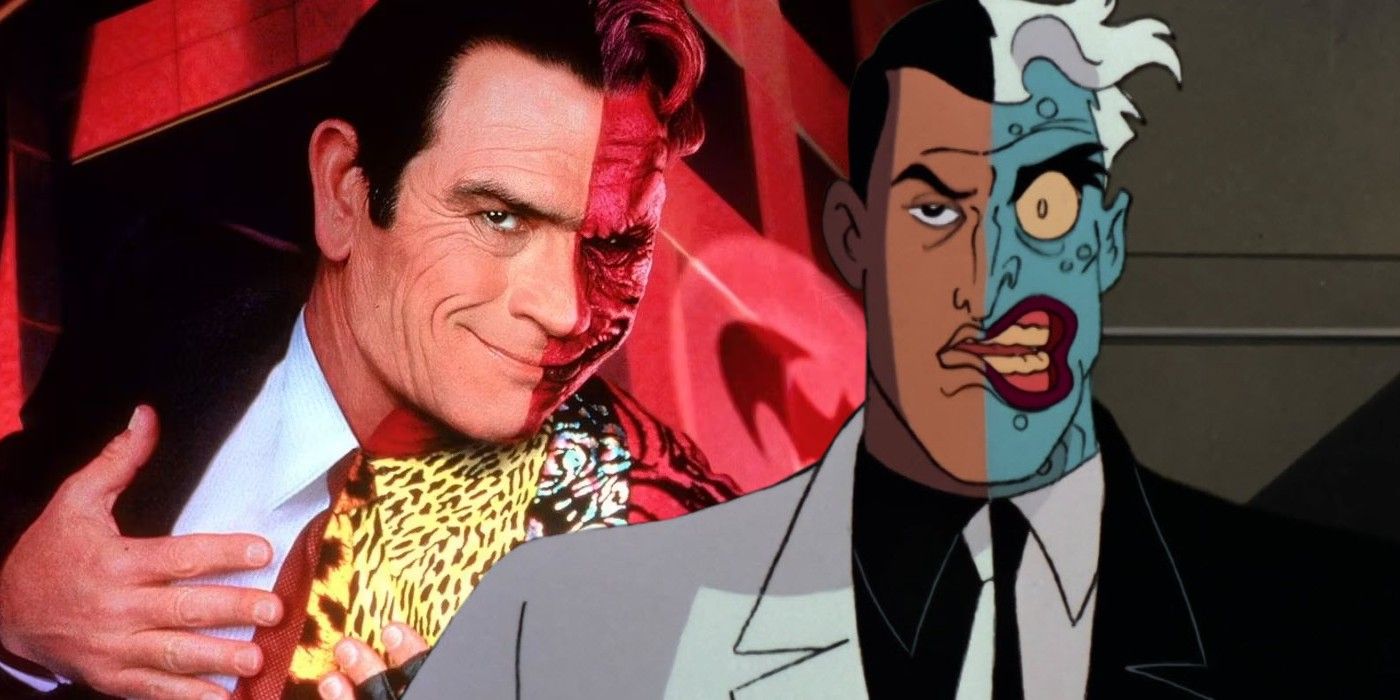 A split image of Two Face from Batman Forever and Batman the Animated Series
