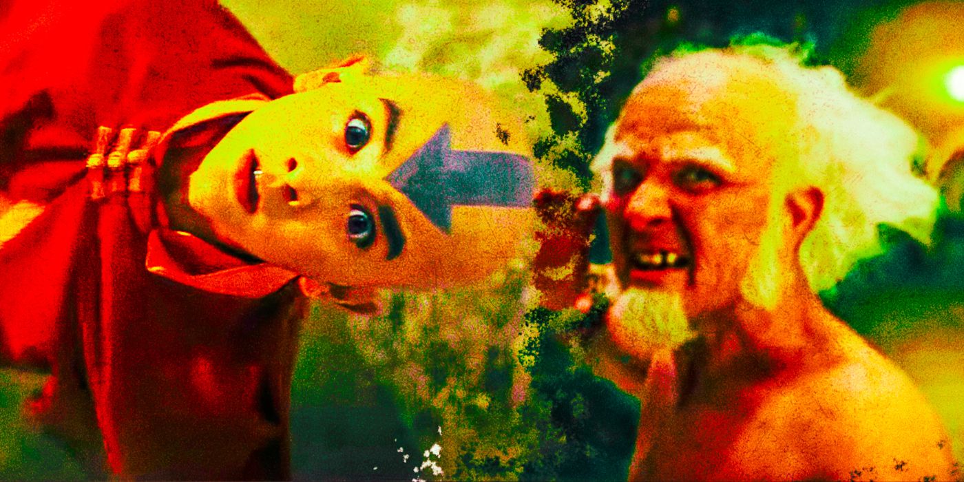 Aang looking surprised while sideways and Bumi Earthbending in Netflix's Avatar: The Last Airbender
