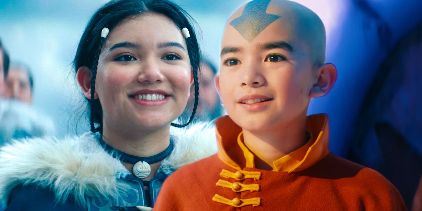 Katara Smiling Next to Aang Looking Happy in Avatar The Last Airbender Live Action TV Show