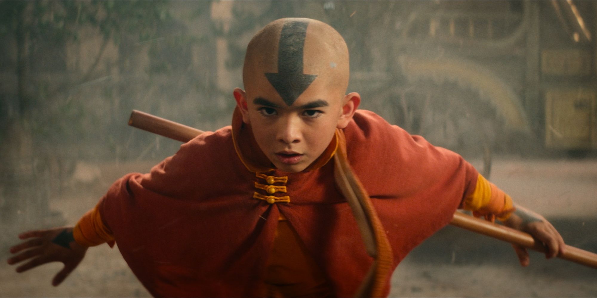 Aang prepares to fight in Avatar The Last Airbender series