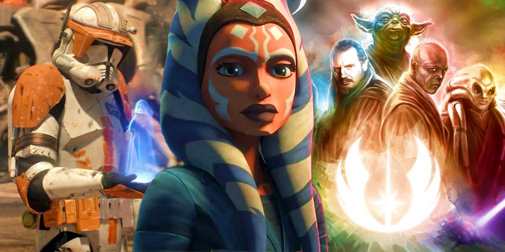 Ahsoka from Star Wars: The Clone Wars season 7 between Cody receiving Order 66 and the prequel Jedi Order