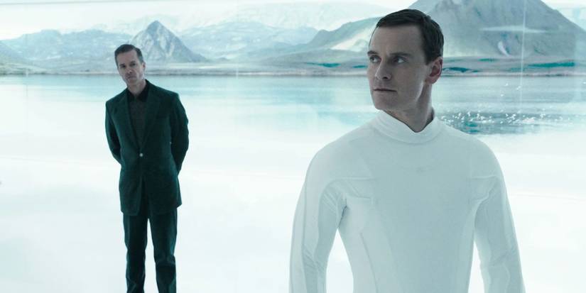 David and Peter Weyland in the opening scene of Alien: Covenant