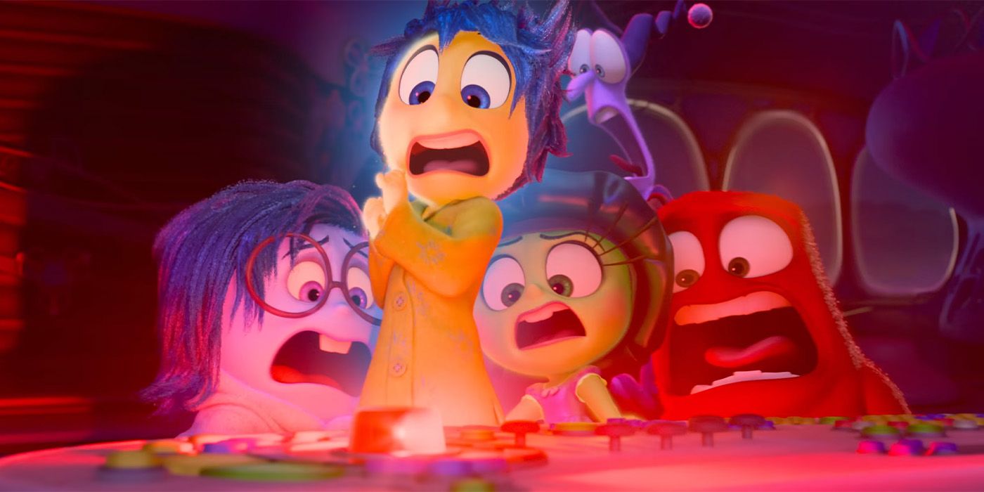 All the emotions looking scared and shocked in the Inside Out 2