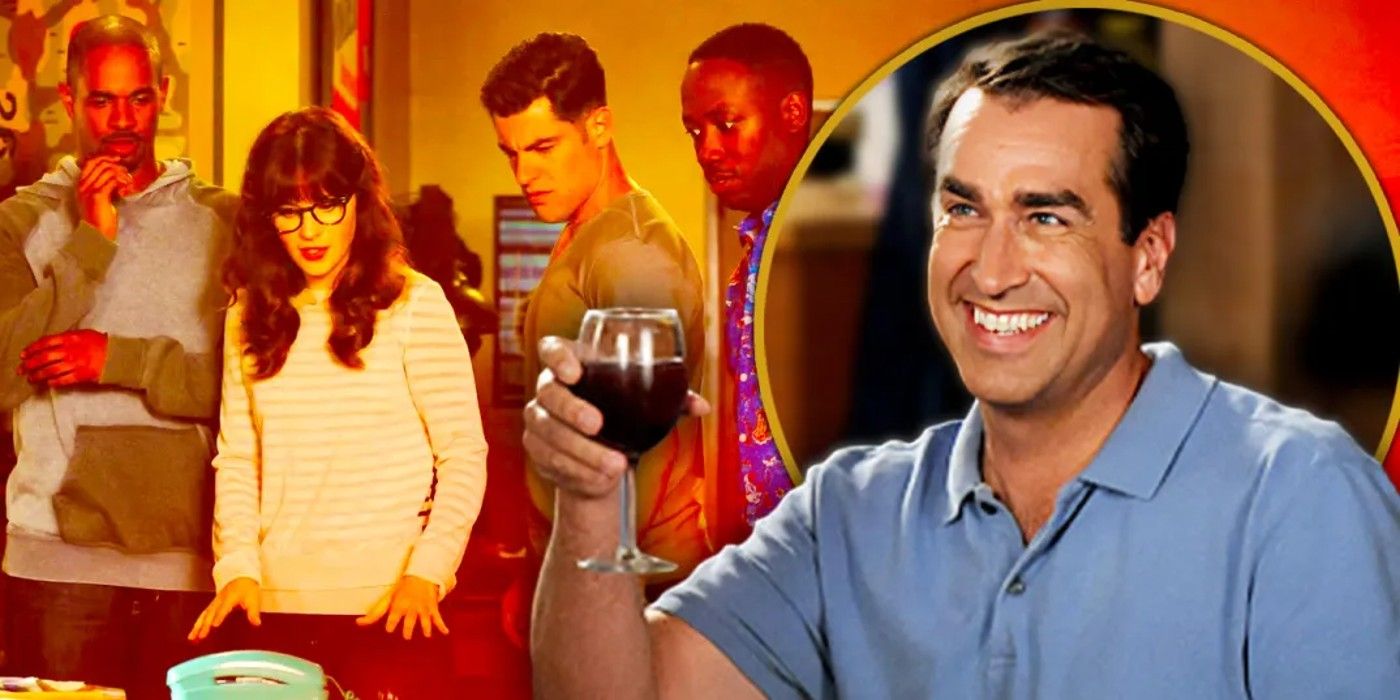 An SR custom image of Rob Riggle as Big Schimdt on New Girl alongside another image of the New Girl cast