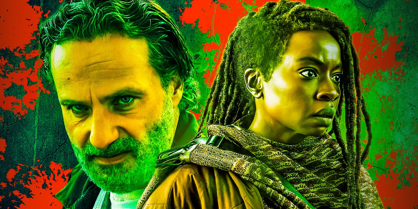 Andrew Lincoln as Rick Grimes and Danai Gurira as Michonne in Walking Dead: The Ones Who Live