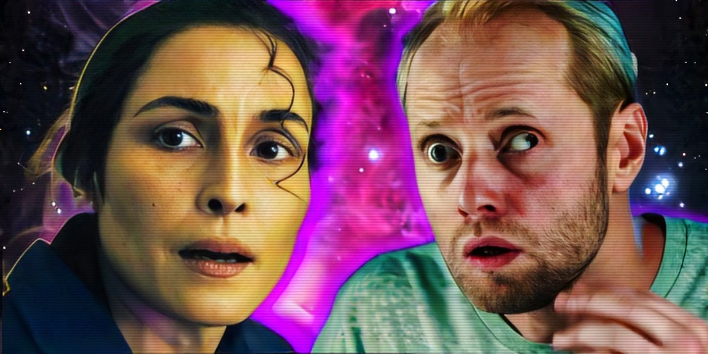 Noomi Rapace as Jo in Constellation and Chris O'Dowd as Mundy in The Cloverfield Paradox