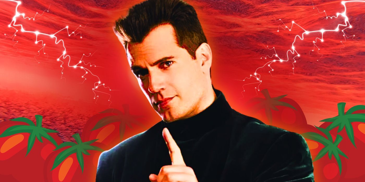 Henry Cavill in Argylle on a Rotten Tomatoes background