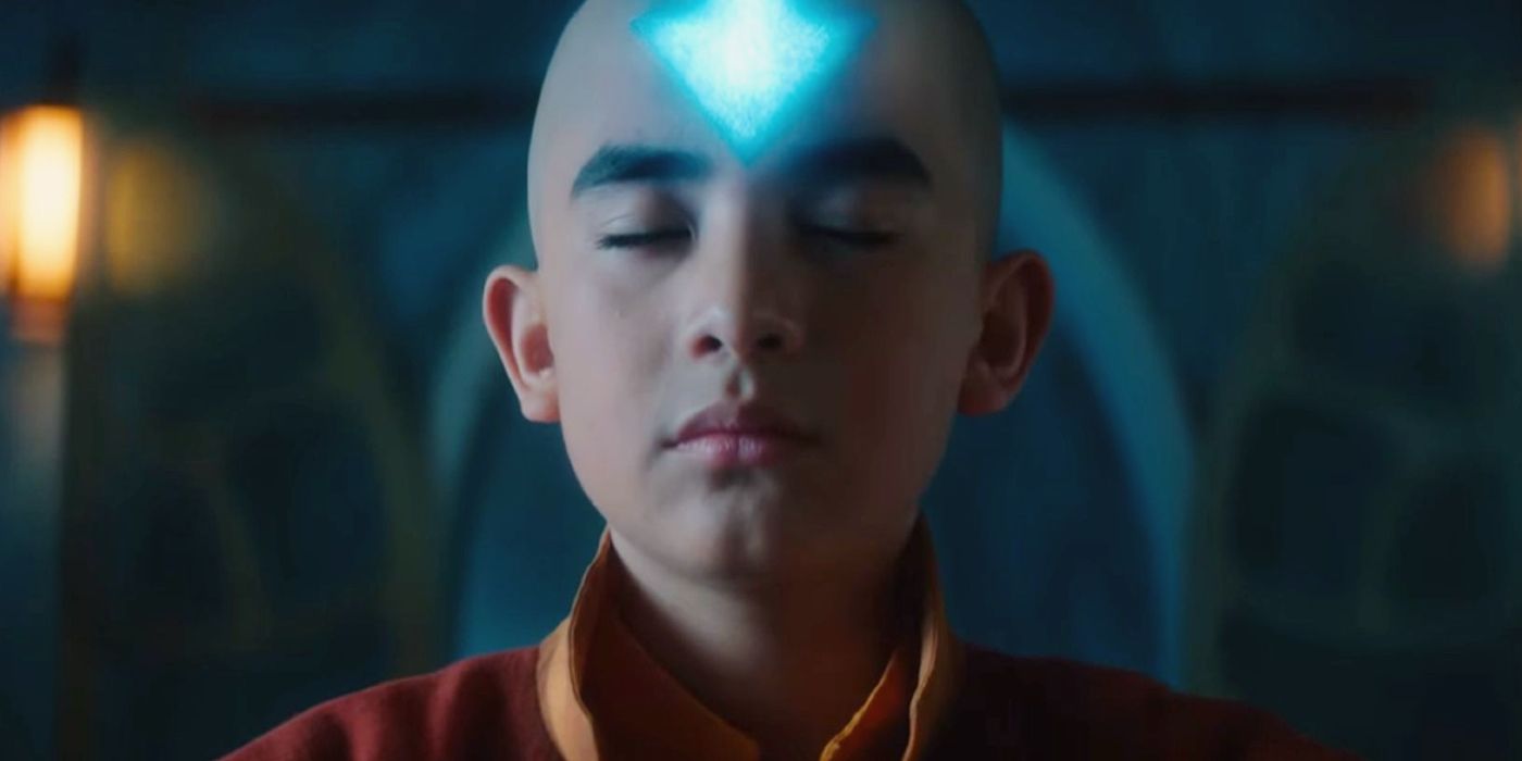 Avatar The Last Airbender live action Aang with his eyes closed