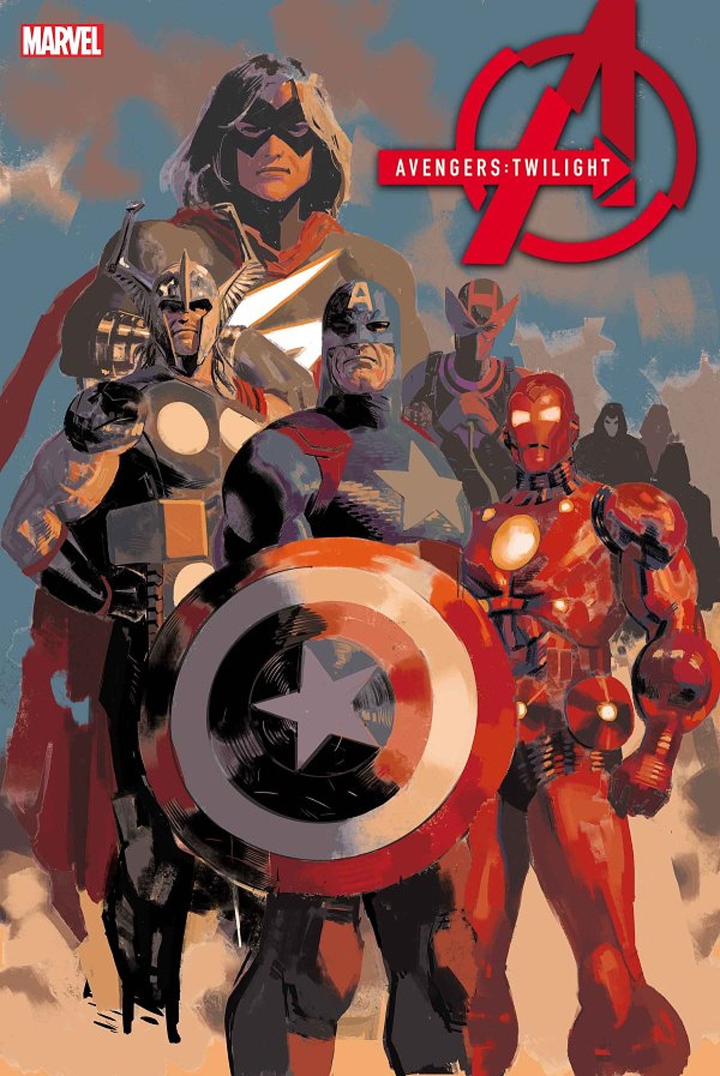 Avengers Twilight #6, capa variante com lista completa de Vingadores, montada