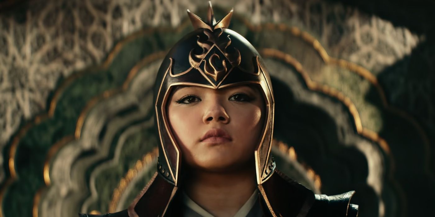 Azula usando seu capacete no final de Avatar: The Last Airbender da Netflix