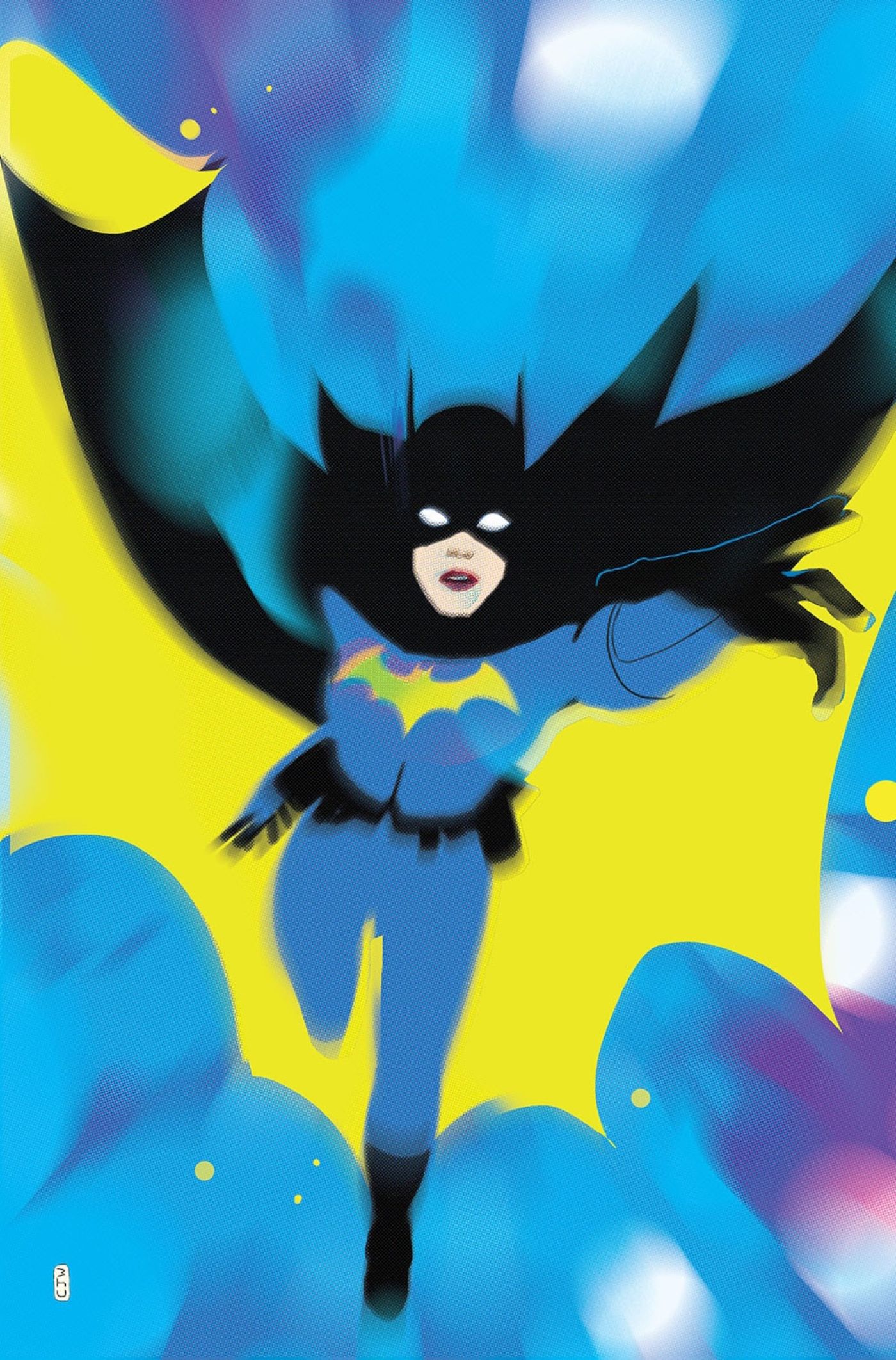Capa da variante de Aves de Rapina 9: Batgirl Barbara Gordon se aproximando do leitor.