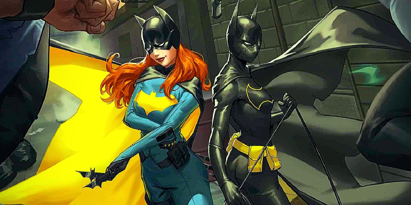 Comic book art: Batgirls Barbara Gordon and Cassandra Cain pose before a fight.