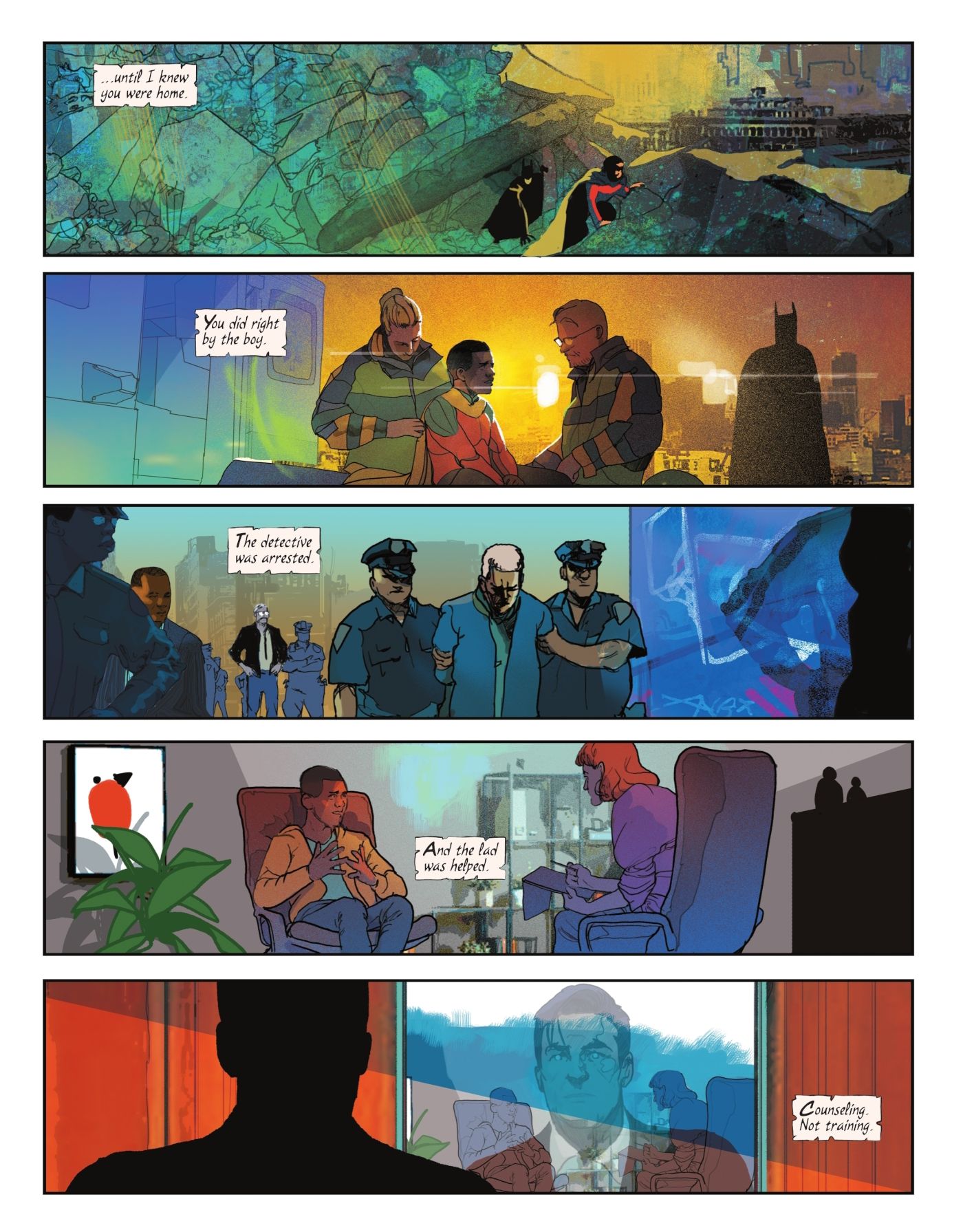 Batman: City of Madness #3, Bruce Wayne salva Jeyvone com aconselhamento, em vez de treiná-lo para combater o crime
