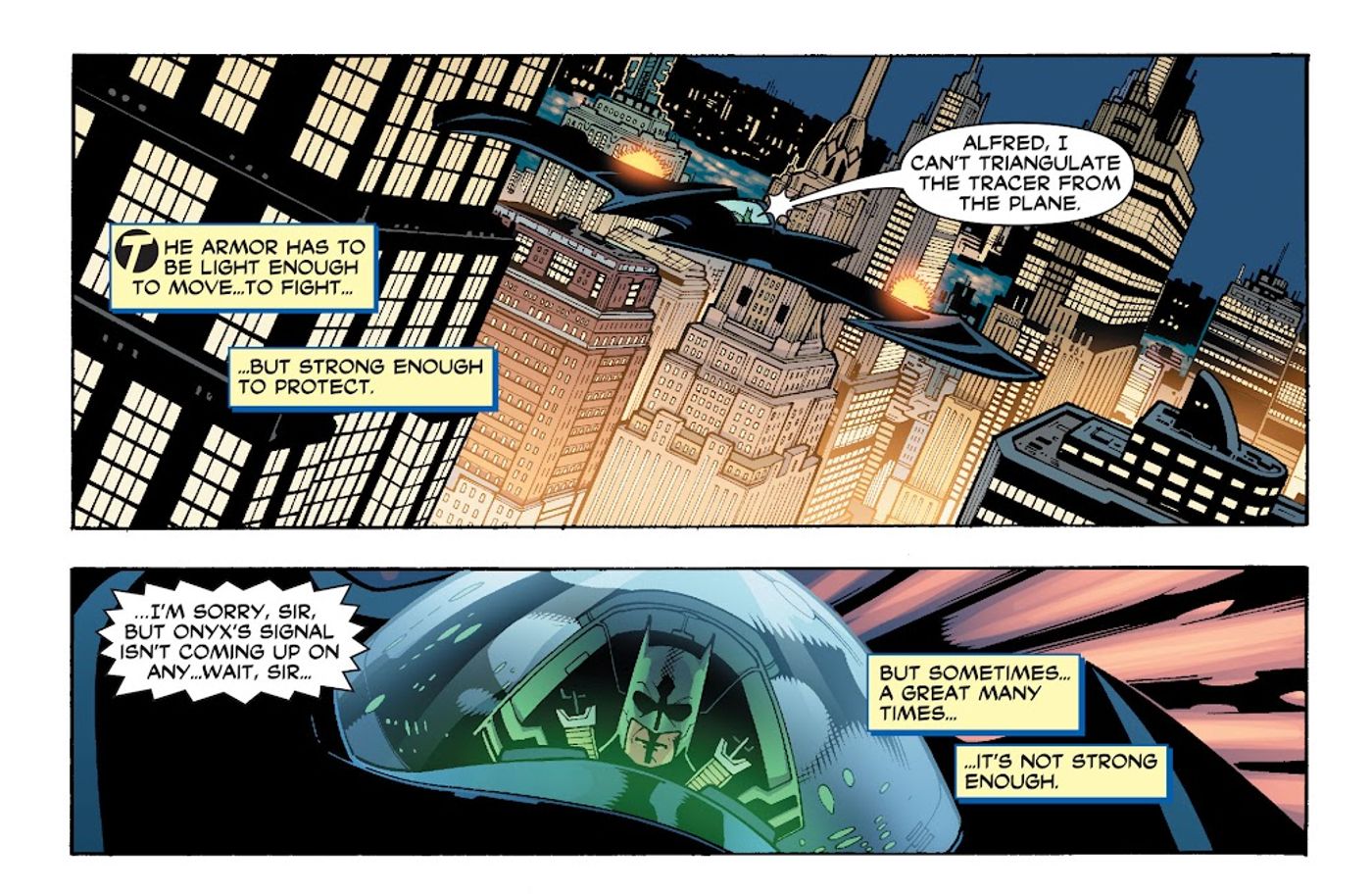 Batman #641, Batman pilota o avião Batwing sobre Gotham City