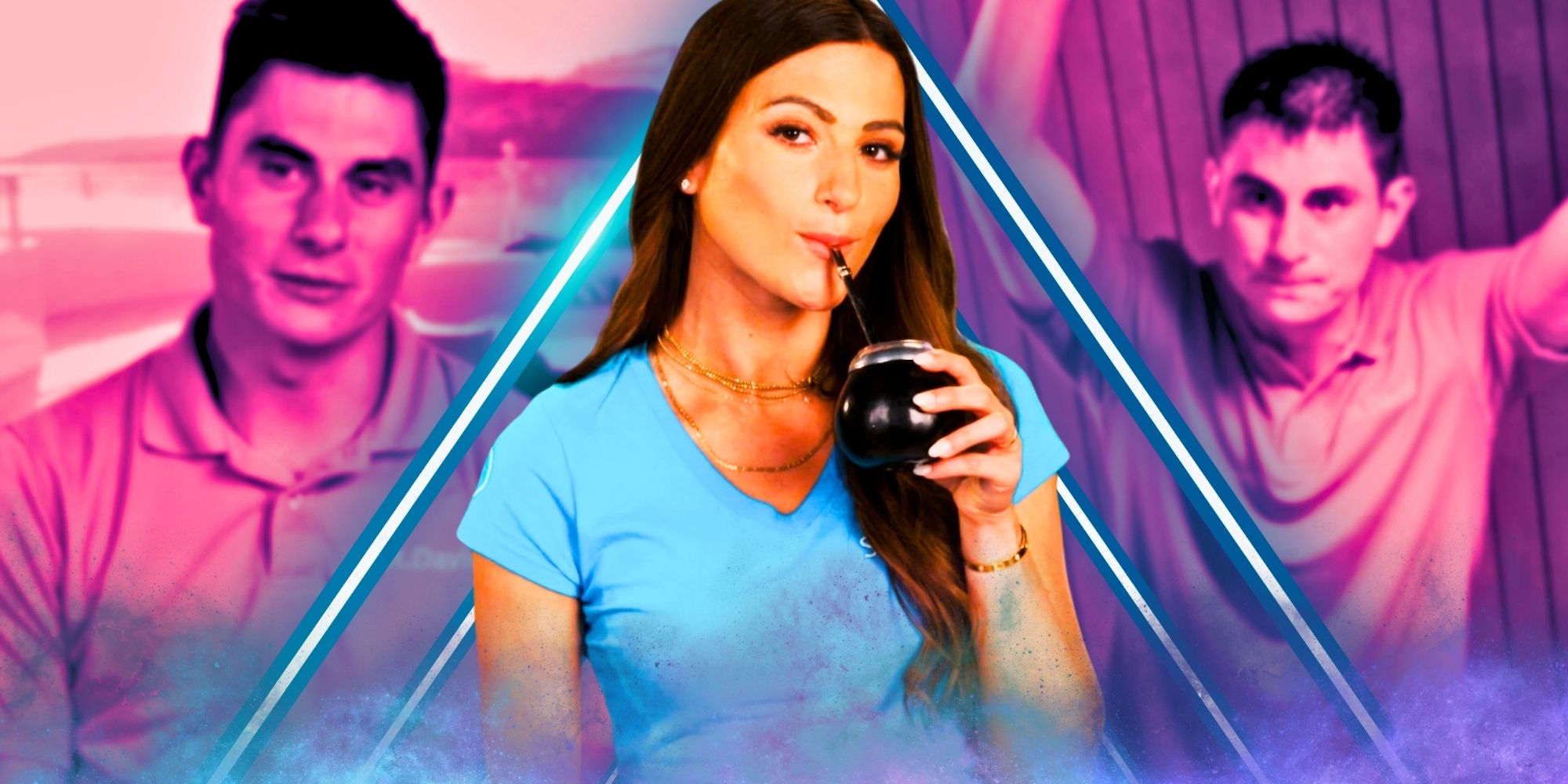 Montage of Below Deck's Barbie Pascual & Kyle Stillie, with Barbie drinking a beverage