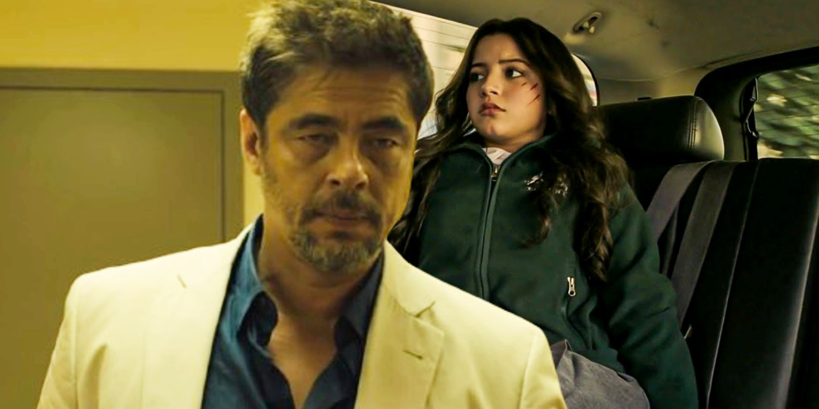 Benecio Del Toro as Alejandro and Isabela Merced as Isabel in Sicario Day of the Soldado