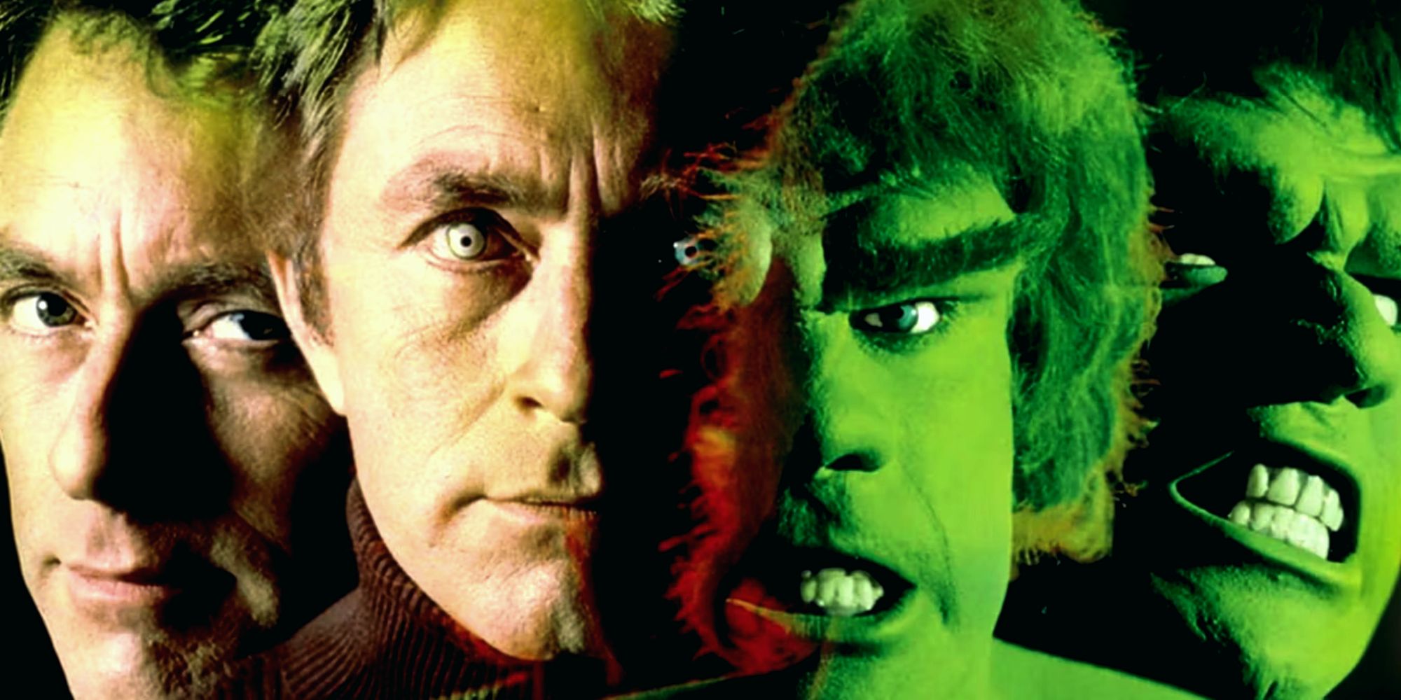 Bill Bixby como David Banner e Lou Ferrigno no pôster de TV do Incrível Hulk