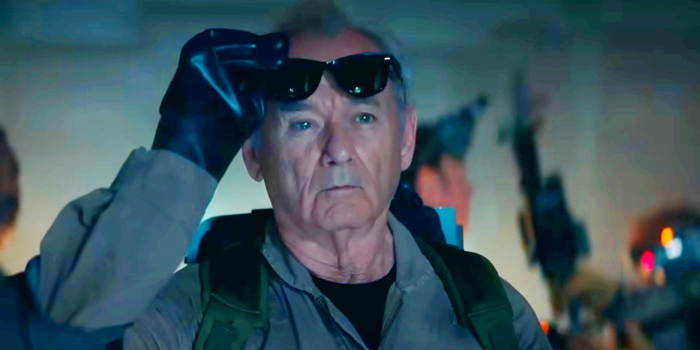 Bill Murray lifting his glasses up as Peter Venkman in Ghostbusters: Frozen Empire