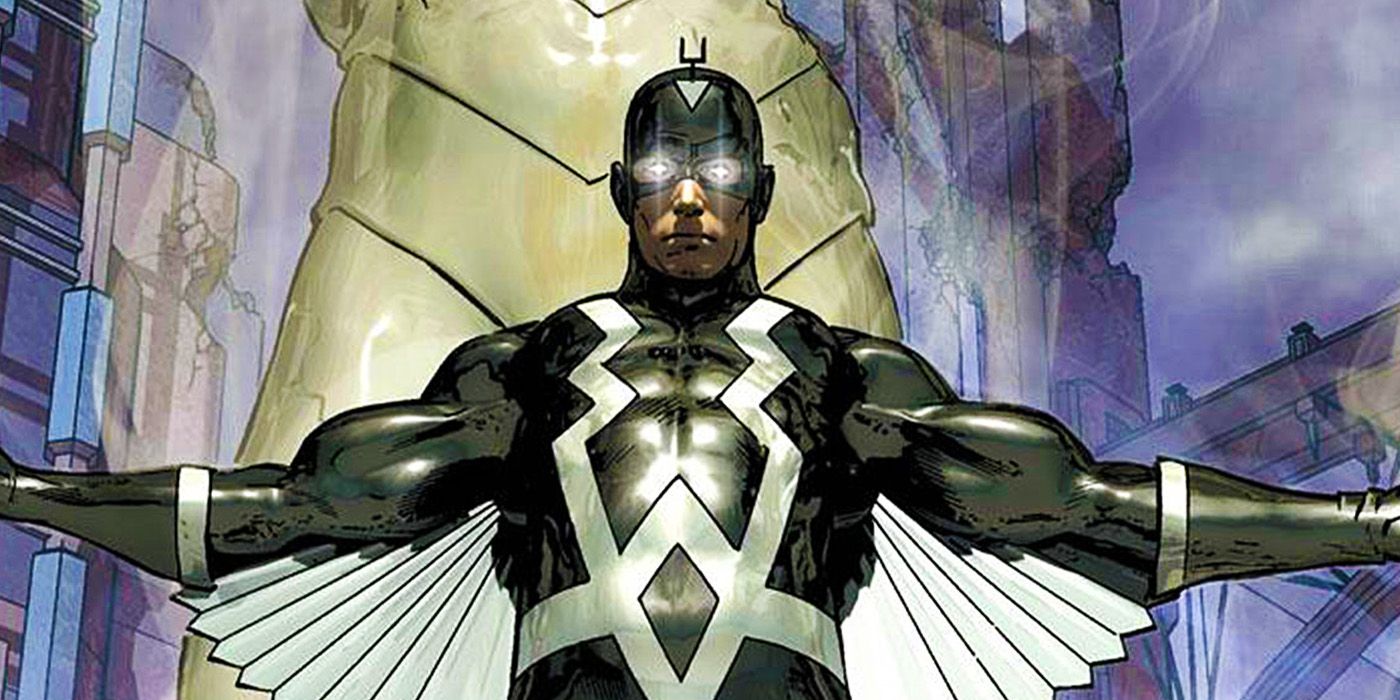 Black Bolt in his winged costume in Marvel Comics