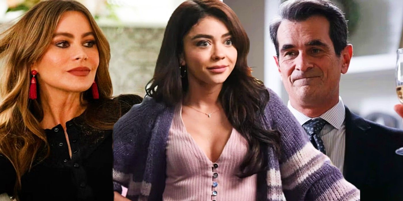 Blended image of Haley, Gloria, and Phil in Modern Family