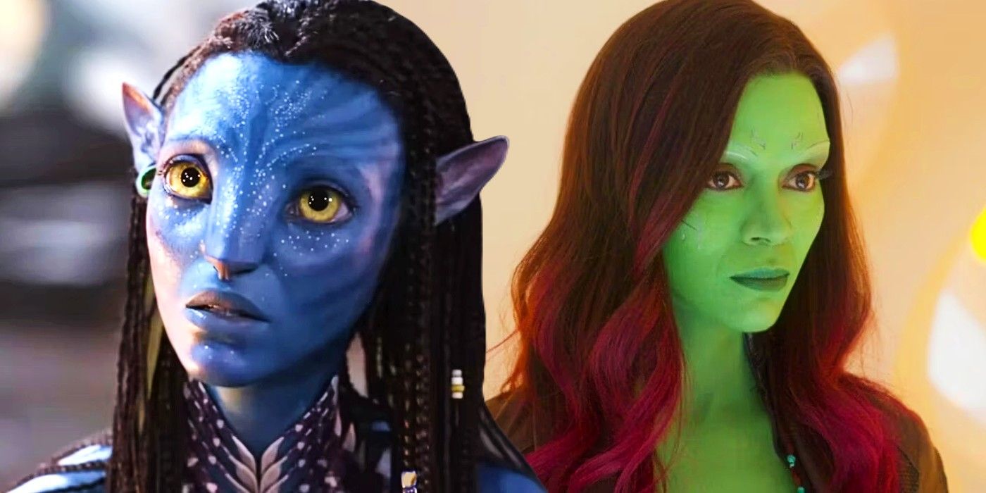 Blended image of Neytiri in Avatar 2 and Gamora in Guardians of the Galaxy