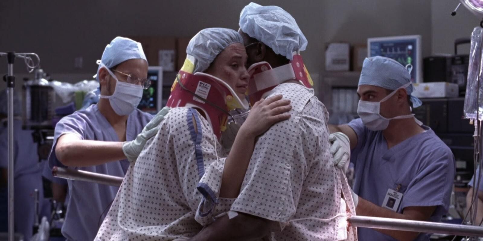 Bonnie e Tom empalados por Train Pole no episódio de Grey's Anatomy, Into You like a Train.