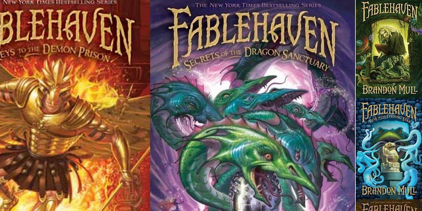 Several book covers from the Fablehaven book series.