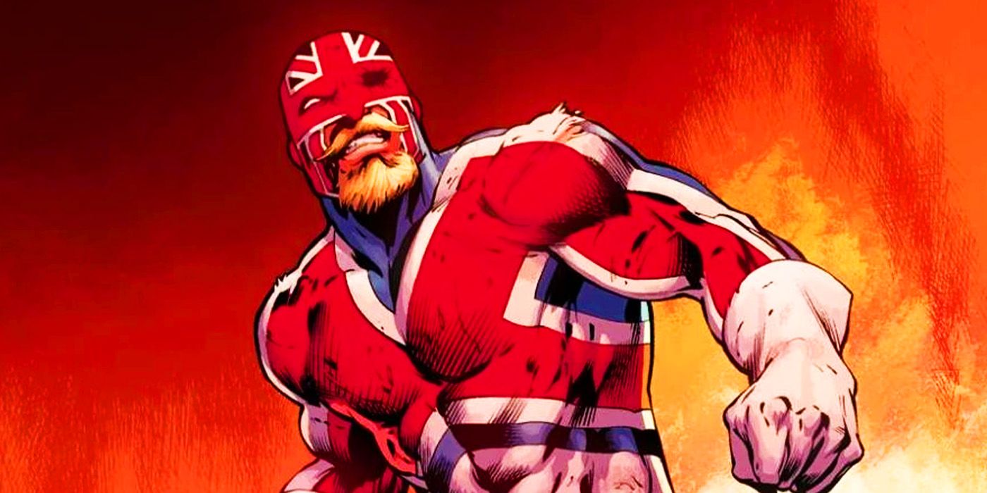 Brian Braddock's Captain Britain after a fight in Marvel Comics