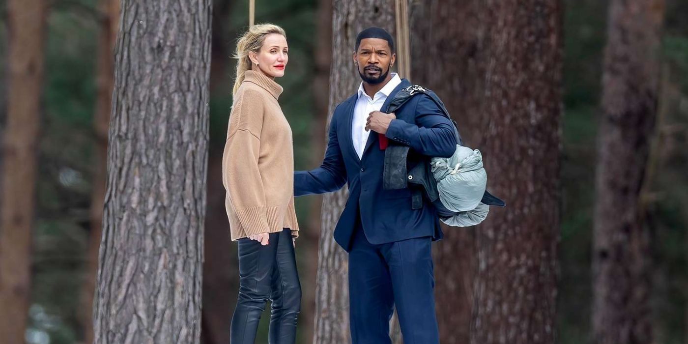Cameron Diaz and Jamie Foxx on the set of Back in Action.