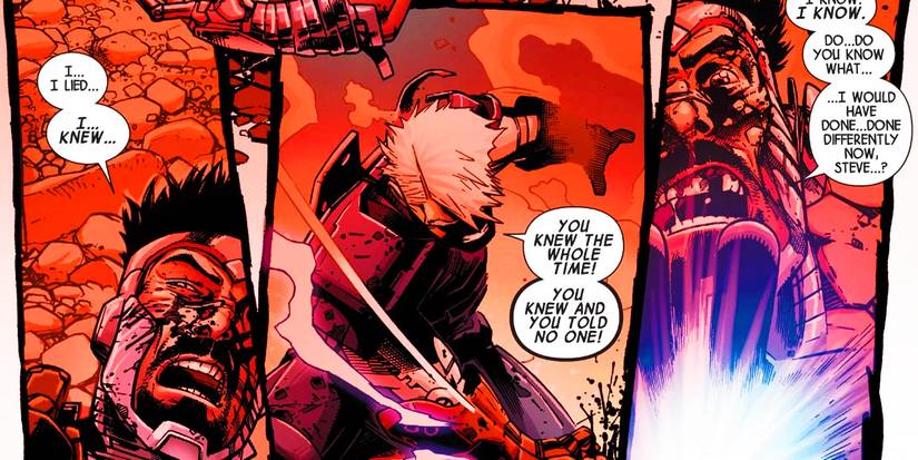 Comic book panels: Captain America beating up Iron Man in Marvel Comics' Time Runs Out