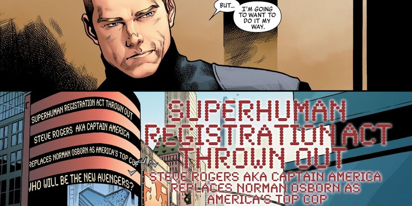 Capitão América Steve Rogers revoga lei de registro de super-humanos