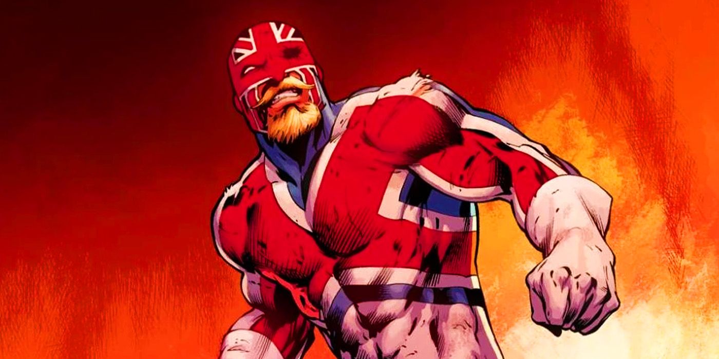 Captain Britain in full UK costume in Marvel Comics