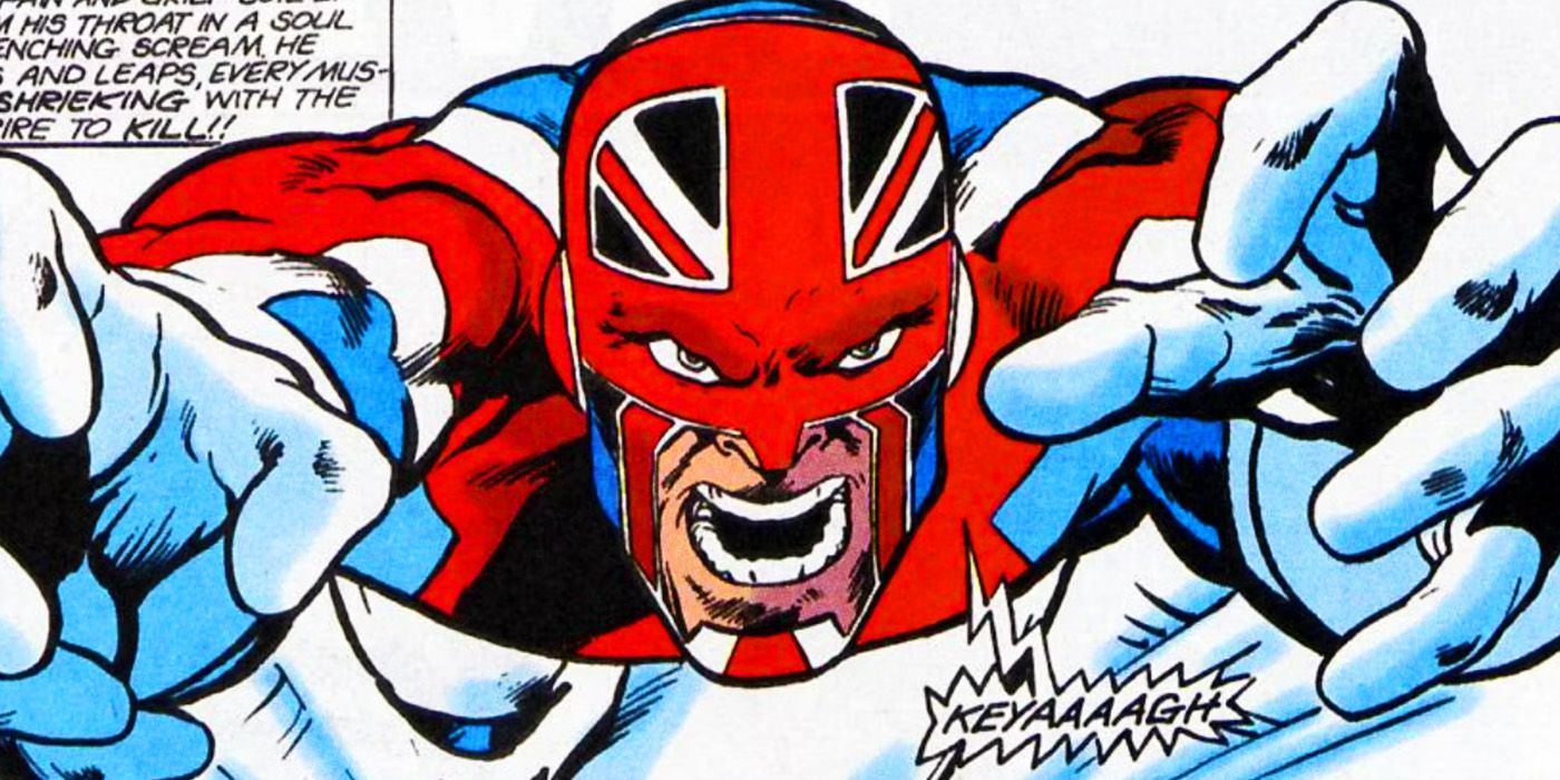 Captain Britain yelling in Marvel Comics