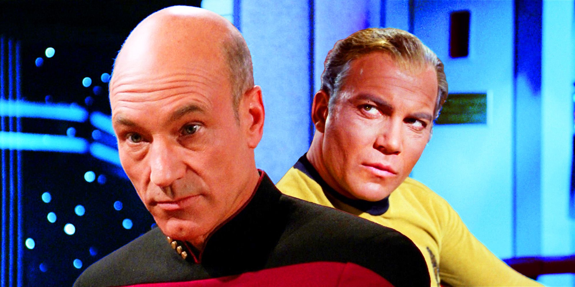 Captain Picard from TNG & Captain Kirk from TOS’s <em>The Deadly Years</em> in the old age makeup