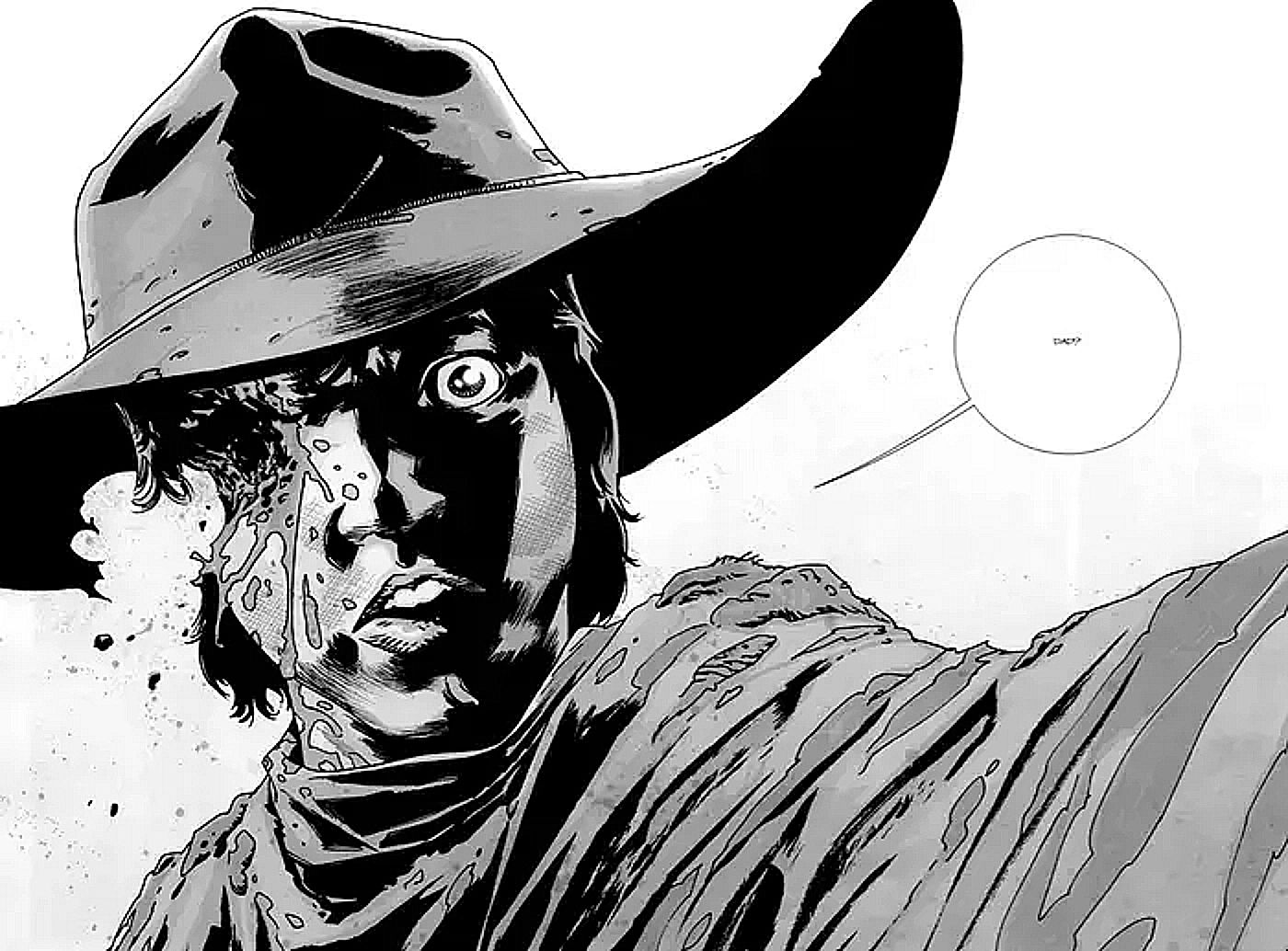 The Walking Dead, Carl loses his eye, in a visual homage to Kraven the Hunter