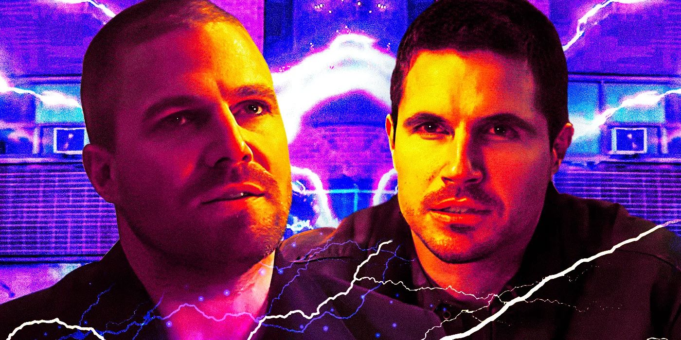 This custom image shows Stephen Amell's Garrett and Robbie Amell's Connor in Code 8: Part II.