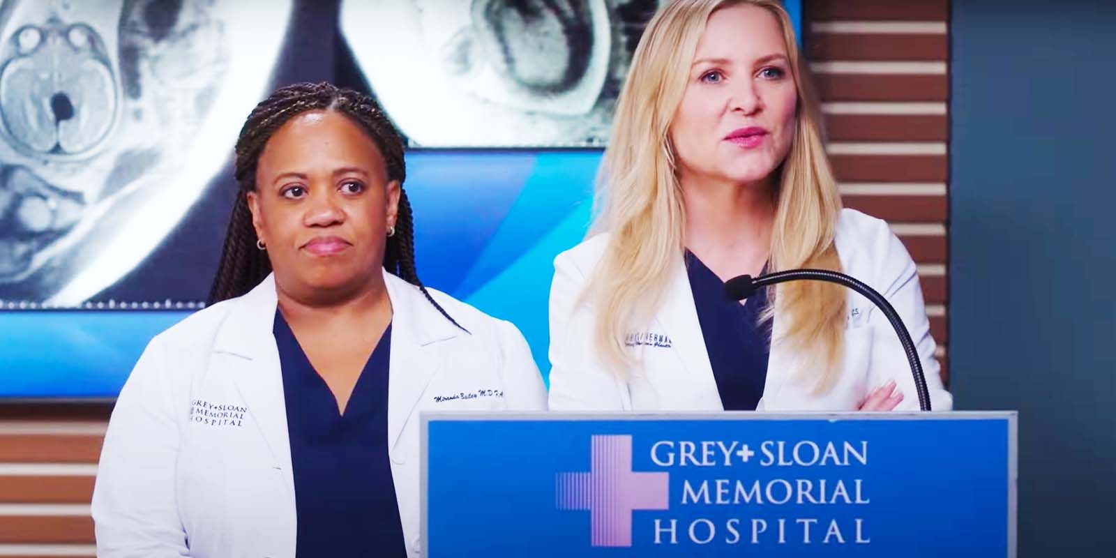 Chandra Wilson as Miranda Bailey and Jessica Capshaw as Arizona Robbins in Grey's Anatomy season 20's full trailer