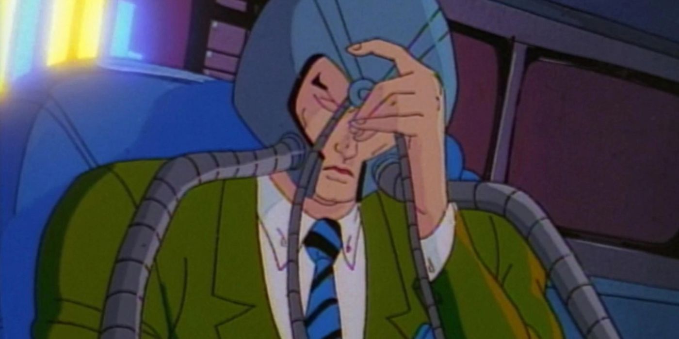 Charles Xavier segurando seu cérebro em X-Men The Animated Series