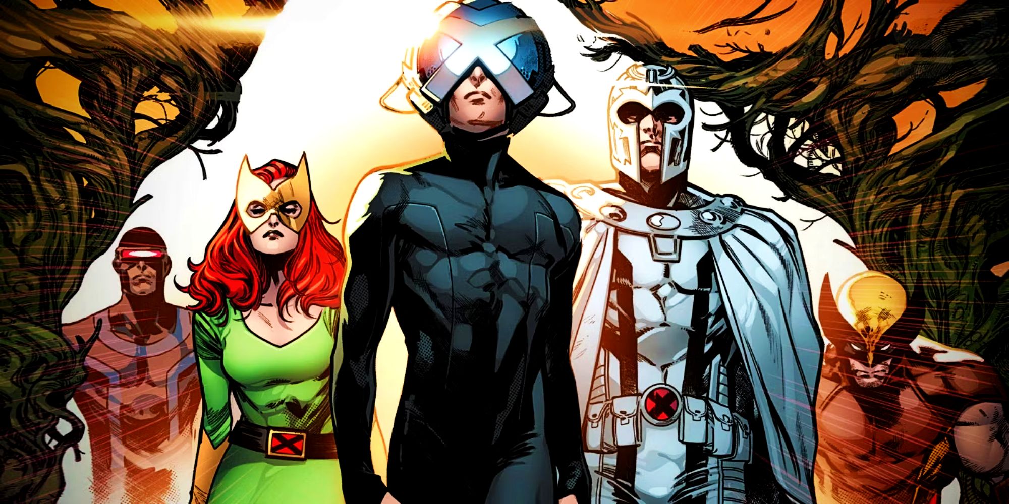 Charles Xavier with Magneto and the X-Men in Krakoa