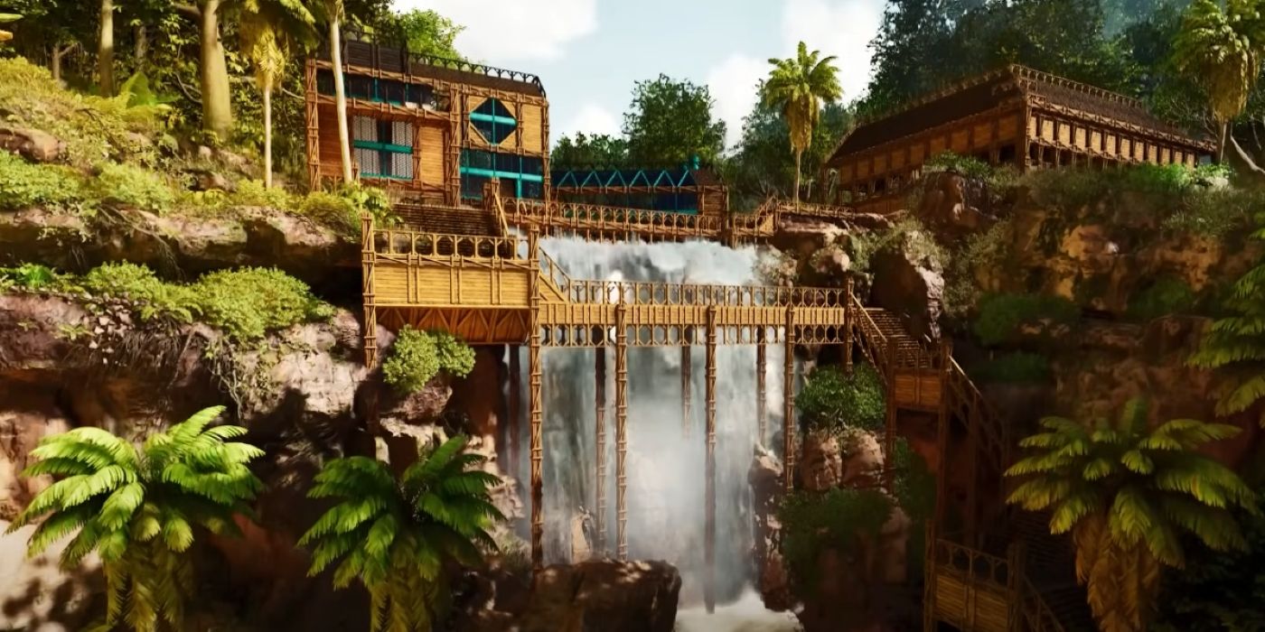 Chasun_’s Waterfall PvE Base in Ark: Survival Ascended.