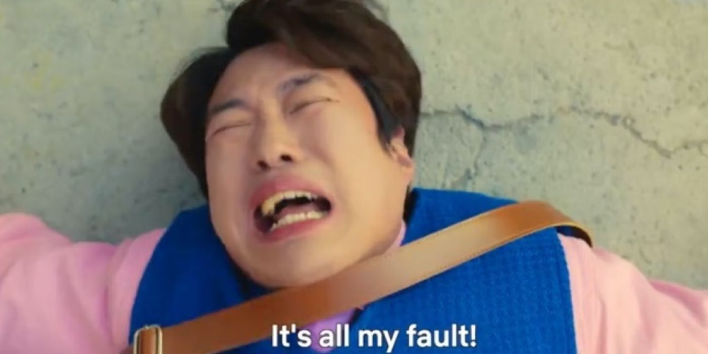 Chicken Nugget Netflix show father on the ground screaming