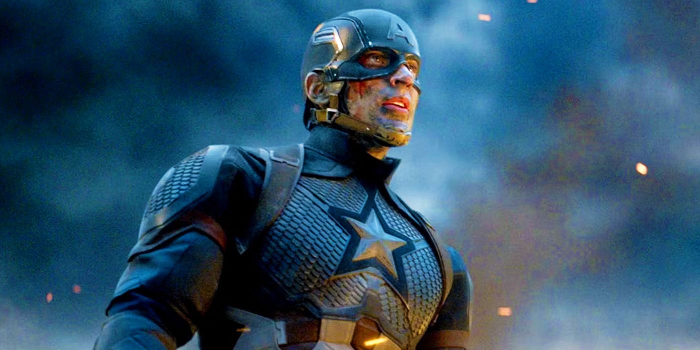 Chris Evans as Captain America standing up in Avengers Endgame