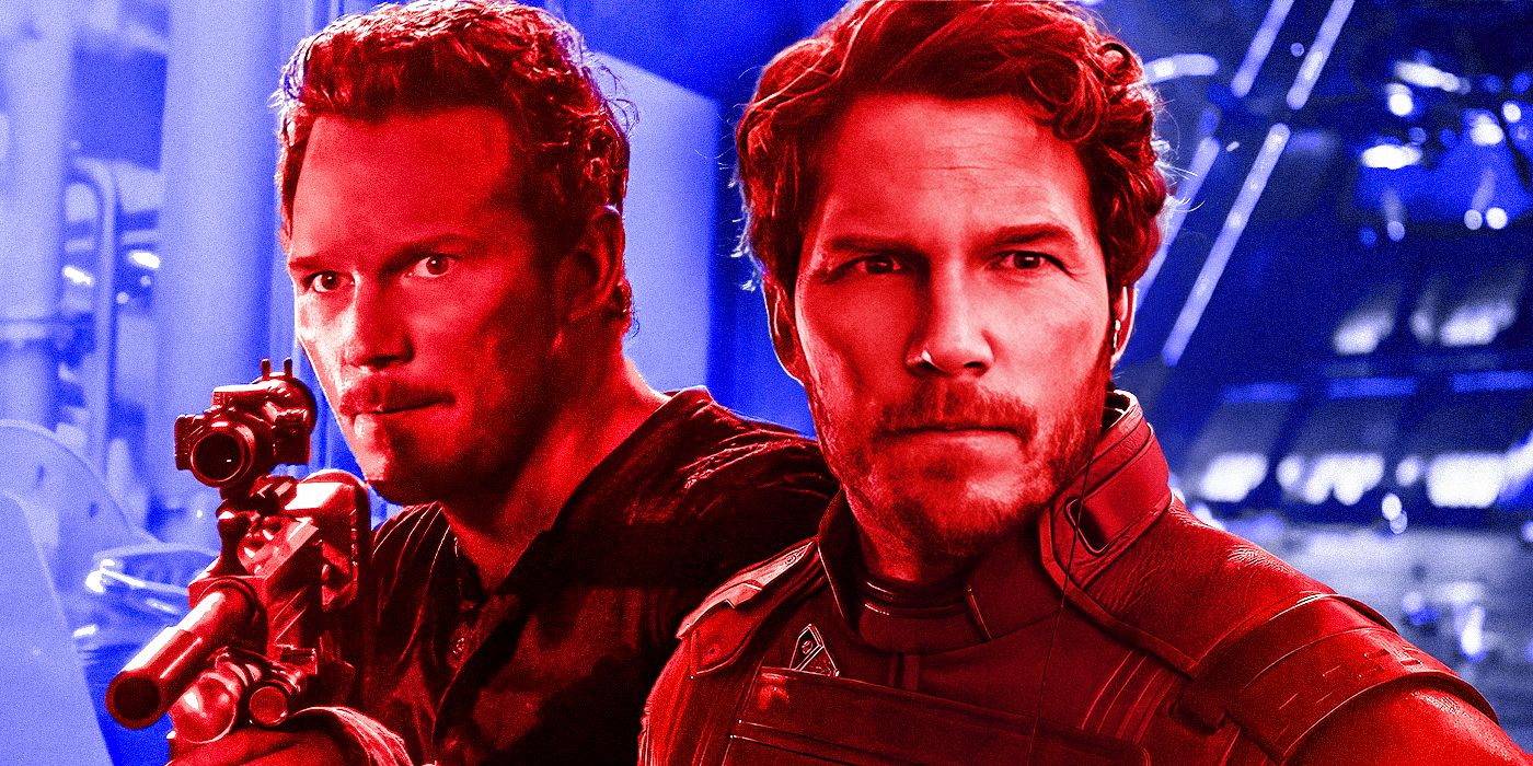 Chris Pratt as Owen Grady in Jurassic World Dominion and as Peter Quill/Star-Lord in Guardians of the Galaxy Vol. 3